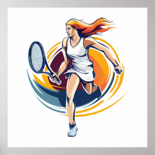 woman playing tennis poster