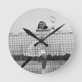 Woman Playing Tennis Round Clock