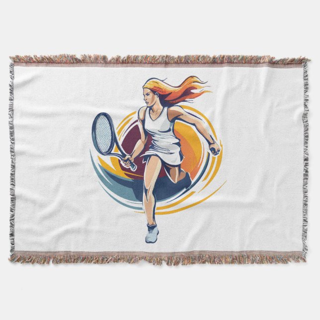 woman playing tennis throw blanket (Front)