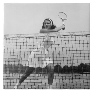 Woman Playing Tennis Tile
