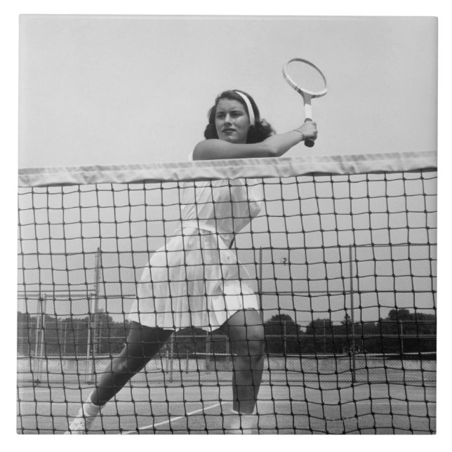 Woman Playing Tennis Tile (Front)
