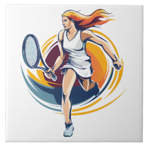 woman playing tennis tile