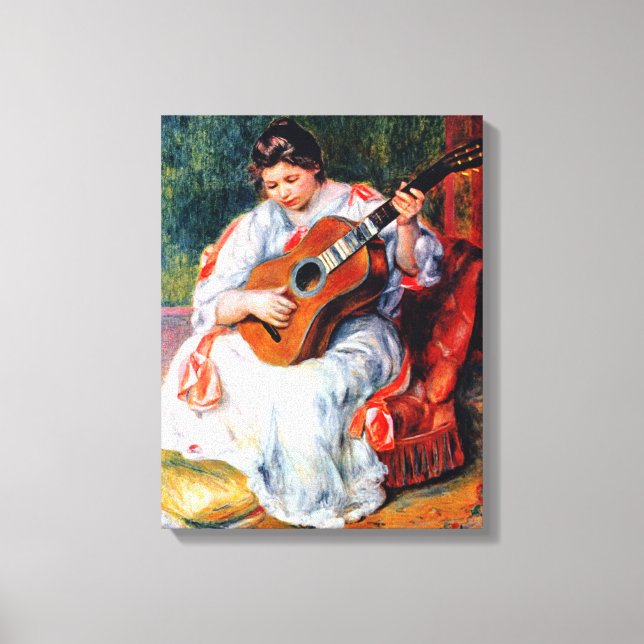 Woman Playing The Guitar by Pierre Renoir Canvas Print (Front)