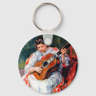 Woman Playing The Guitar by Pierre Renoir Key Ring