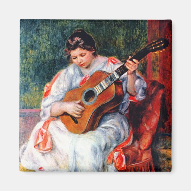 Woman Playing The Guitar by Pierre Renoir Magnet (Front)