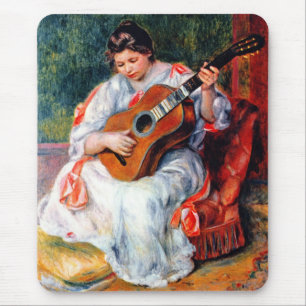 Woman Playing The Guitar by Pierre Renoir Mouse Mat