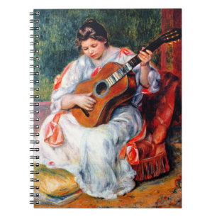 Woman Playing The Guitar by Pierre Renoir Notebook