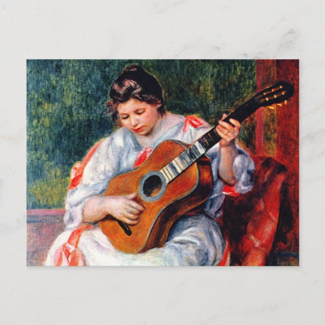 Woman Playing The Guitar by Pierre Renoir Postcard (Front)