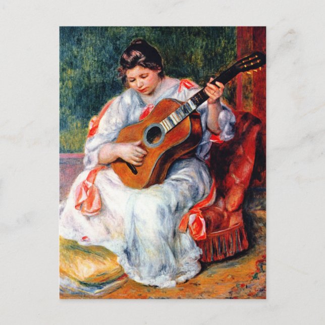 Woman Playing The Guitar by Pierre Renoir Postcard (Front)