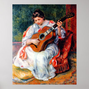 Woman Playing The Guitar by Pierre Renoir Poster