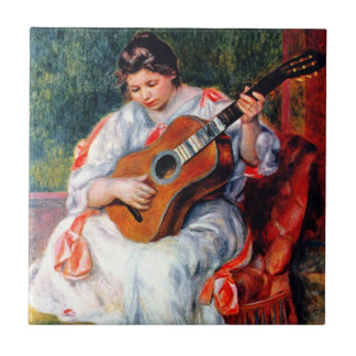 Woman Playing The Guitar by Pierre Renoir Tile