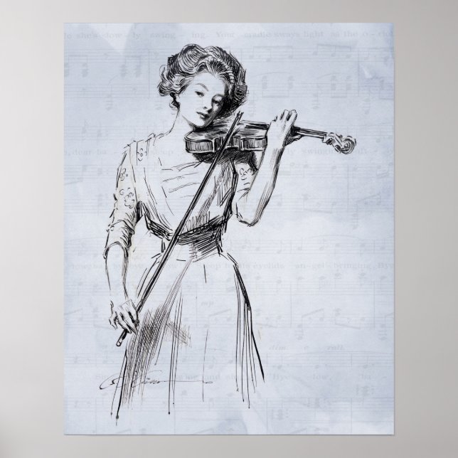 Woman playing the violin poster (Front)