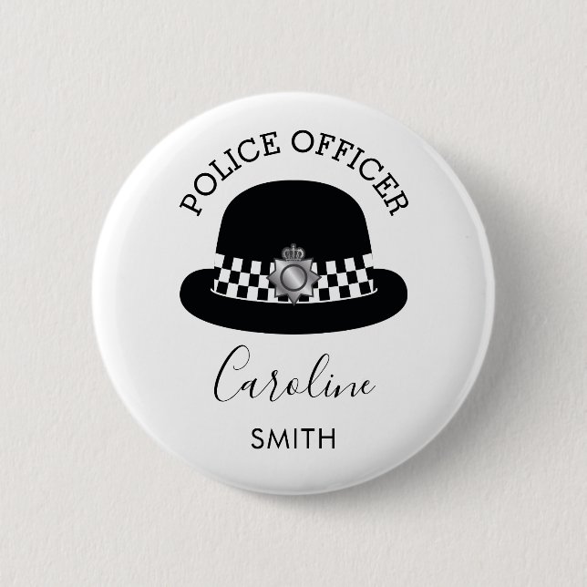 Woman Police Officer | Personalised 6 Cm Round Badge (Front)