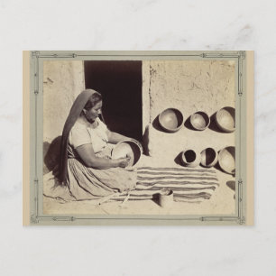 Woman Polishing Pottery - 1879 Postcard