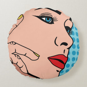Woman Pop Art Round Cushion
