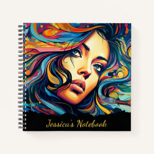 Woman Pop Art With Text Notebook