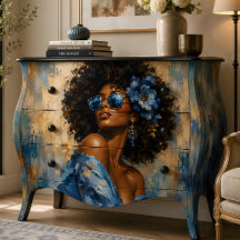 Woman Portrait Blue Floral Glamour