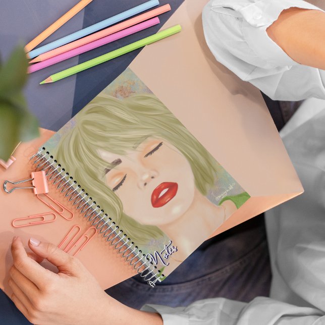 Woman portrait drawing editable notebook (Creator Uploaded)