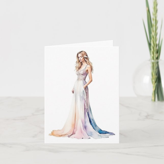 Woman Portrait E Folded Greeting Card (Front)