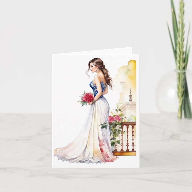 Woman Portrait G - Watercolors & Pen Card (Front)