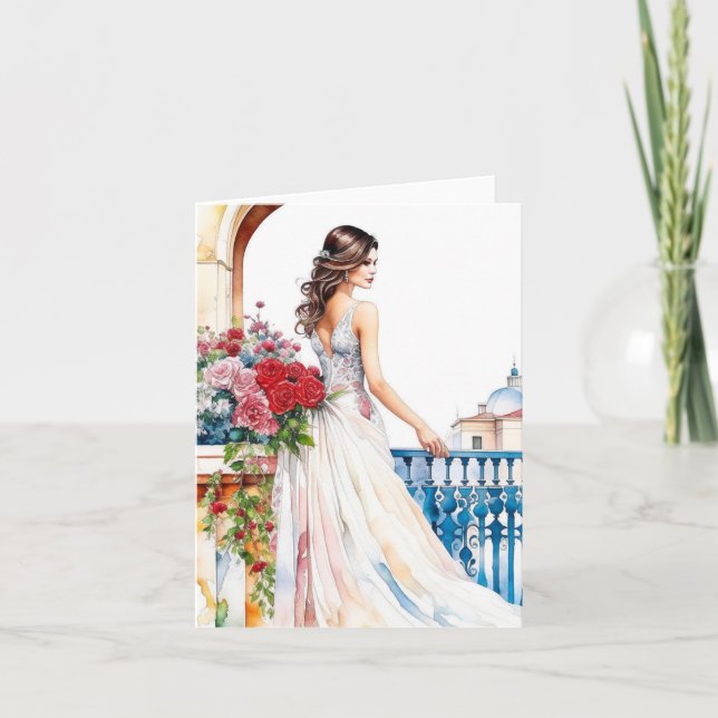 Woman Portrait H - Watercolors & Pen Card (Front)