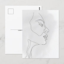 Woman Portrait, line art, Postcrossing