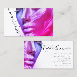 Woman Portrait Photo Retro pink Business Card