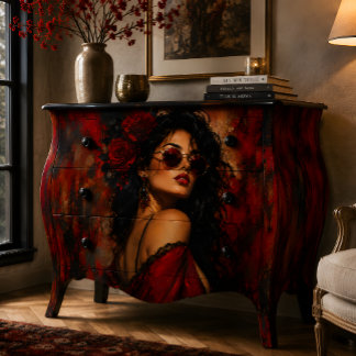 Woman Portrait Red Black Glamour Tissue Paper