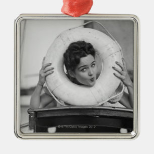 Woman Posing 3 Metal Tree Decoration