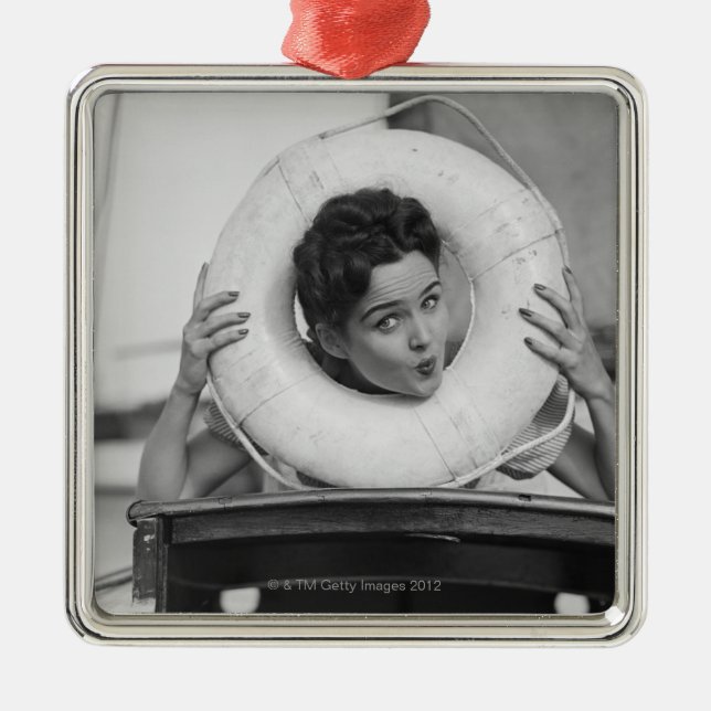 Woman Posing 3 Metal Tree Decoration (Front)