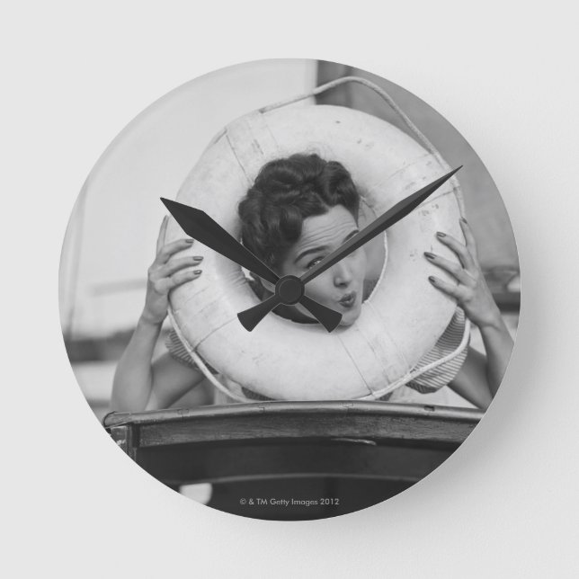 Woman Posing 3 Round Clock (Front)