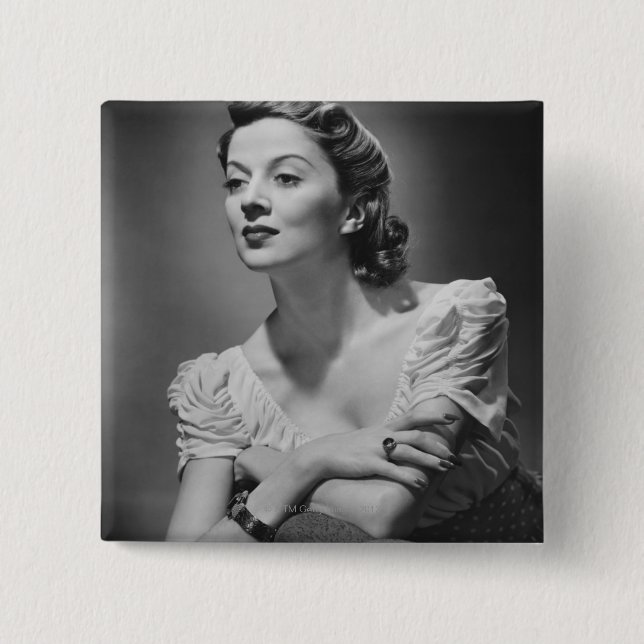 Woman Posing in Studio 15 Cm Square Badge (Front)