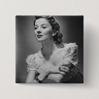 Woman Posing in Studio 15 Cm Square Badge