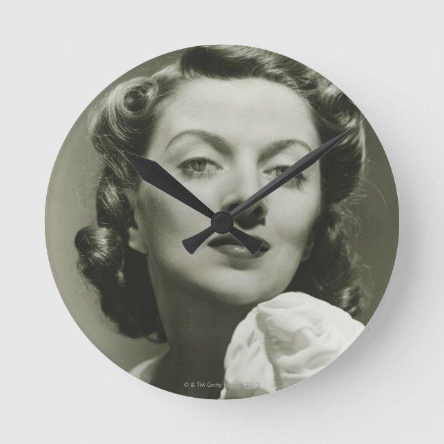 Woman Posing in Studio 2 Round Clock (Front)