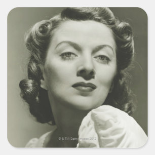 Woman Posing in Studio 2 Square Sticker