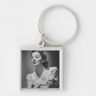 Woman Posing in Studio Key Ring
