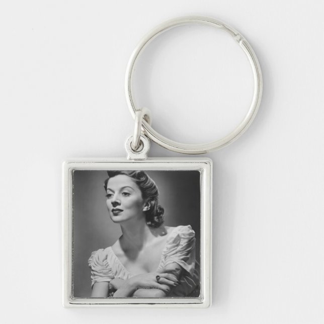 Woman Posing in Studio Key Ring (Front)