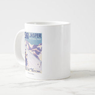 Woman Posing Open Slopes Poster Large Coffee Mug