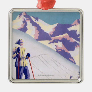 Woman Posing Open Slopes Poster Metal Tree Decoration