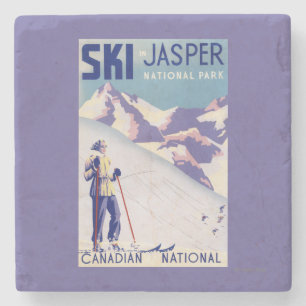 Woman Posing Open Slopes Poster Stone Coaster