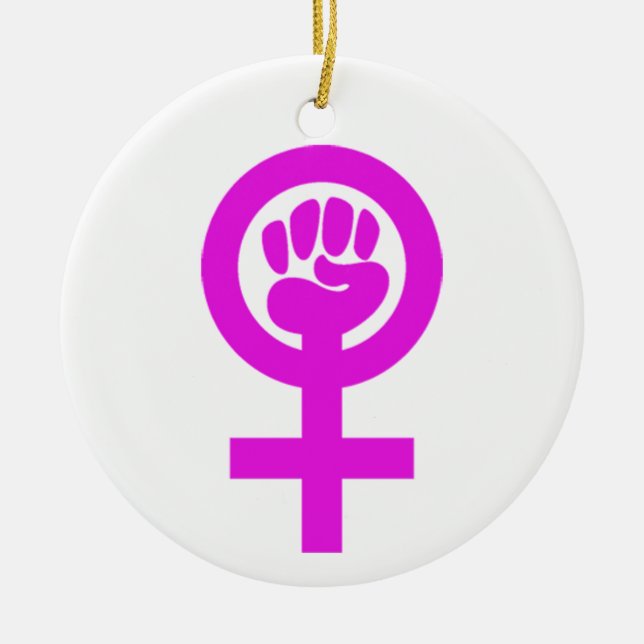 Woman Power Ceramic Tree Decoration (Front)