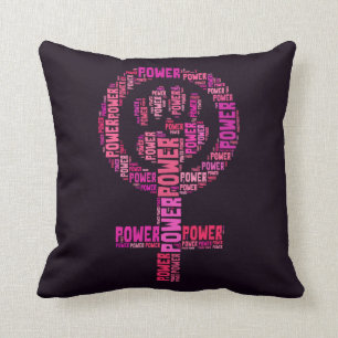 Woman Power Feminist Fist Purple Cushion