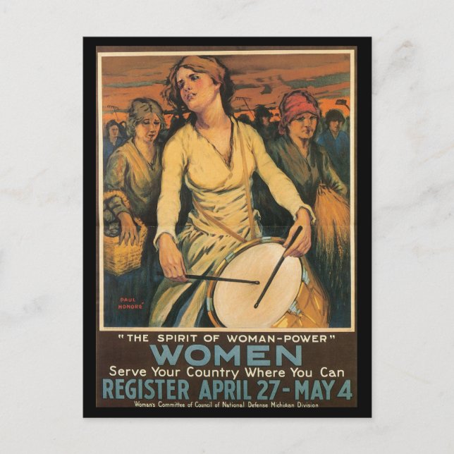 Woman-Power World War II Postcard (Front)