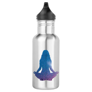 Woman practicing yoga - Choose background colour 532 Ml Water Bottle