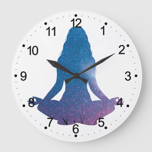 Woman practicing yoga - Choose background colour Large Clock (Front)