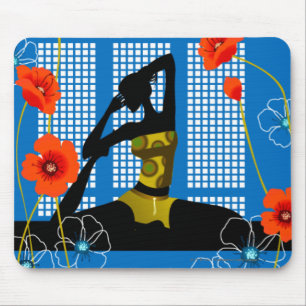 Woman practicing yoga mouse mat