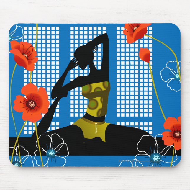 Woman practicing yoga mouse mat (Front)