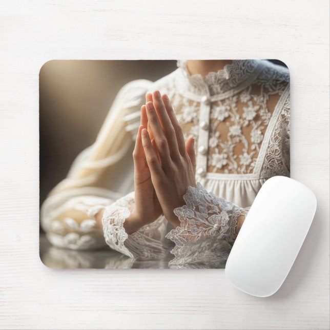 Woman Praying Mouse Mat (With Mouse)