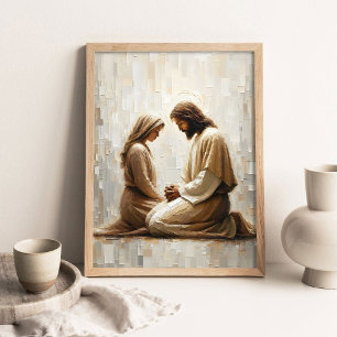 Woman Praying with Jesus, Christian Art, Jesus and Poster