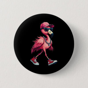 Woman President Kamala Harris Pink Flamingo Retro  6 Cm Round Badge